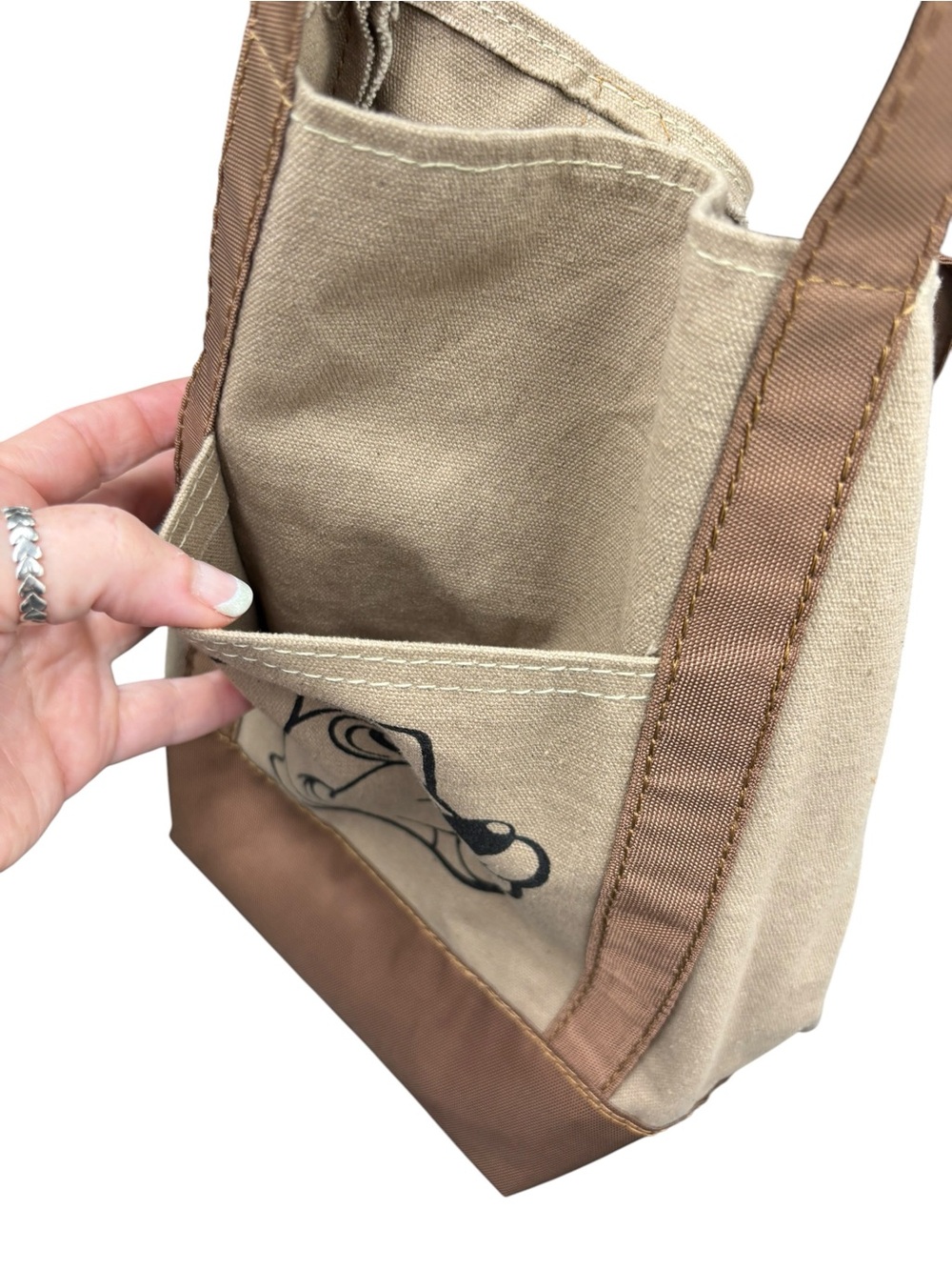 Buc-ee’s Beaver Canvas Tote Bag Tan Brown Reusable Shopping Shoulder Bag - Picture 7 of 7